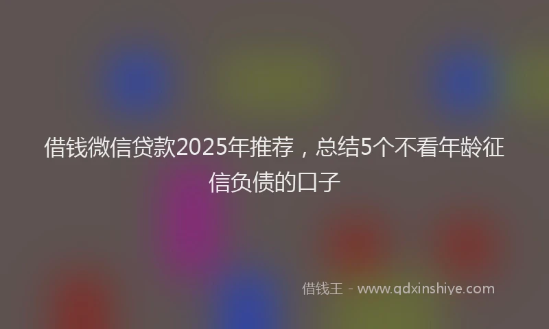 借钱微信贷款2025年推荐，总结5个不看年龄征信负债的口子