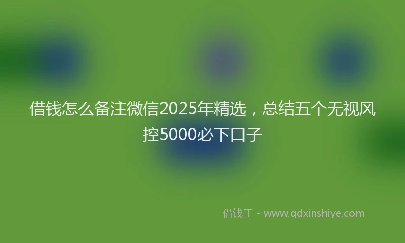借钱怎么备注微信2025年精选，总结五个无视风控5000必下口子
