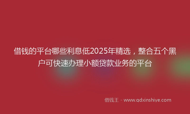 借钱的平台哪些利息低2025年精选，整合五个黑户可快速办理小额贷款业务的平台