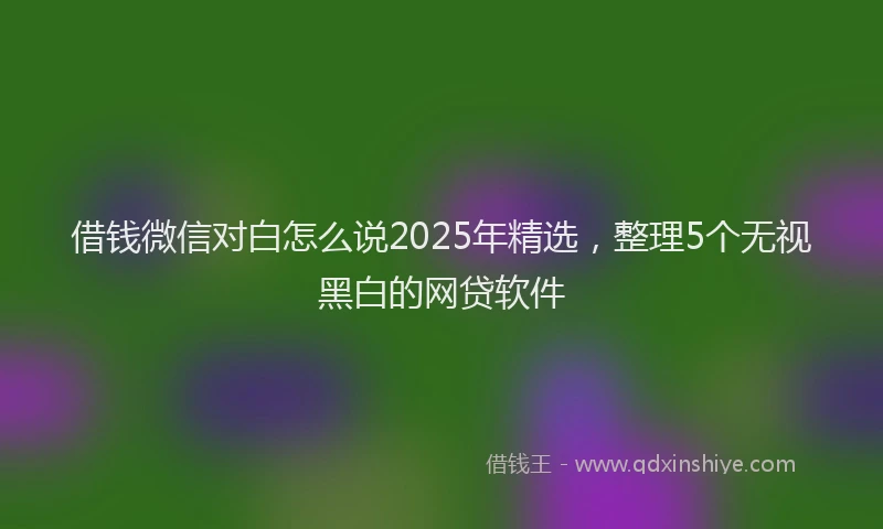 借钱微信对白怎么说2025年精选，整理5个无视黑白的网贷软件