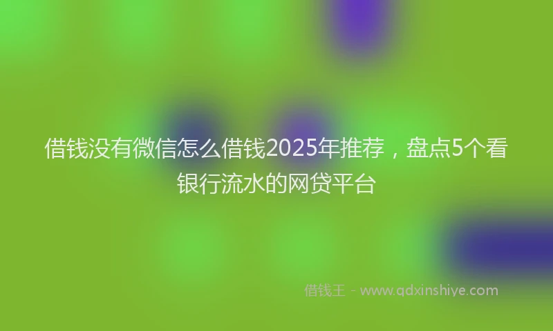 借钱没有微信怎么借钱2025年推荐，盘点5个看银行流水的网贷平台