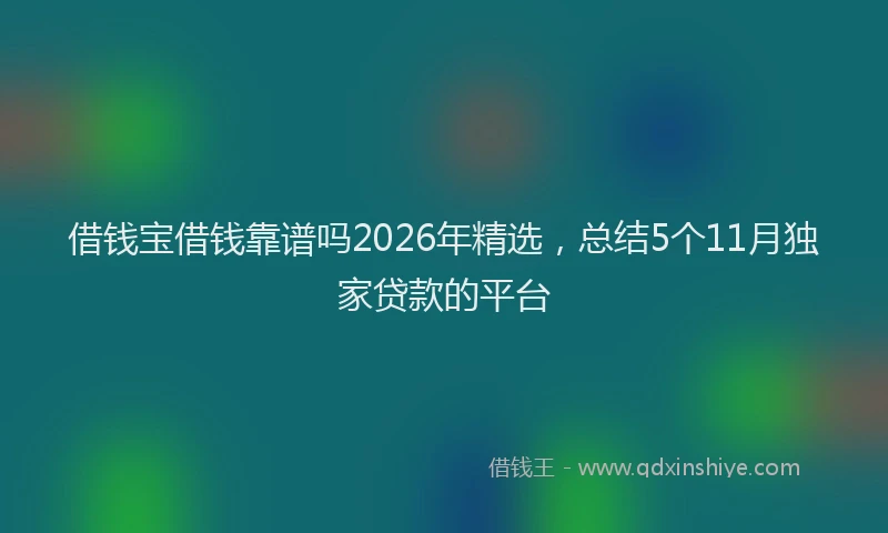 借钱宝借钱靠谱吗2026年精选，总结5个11月独家贷款的平台