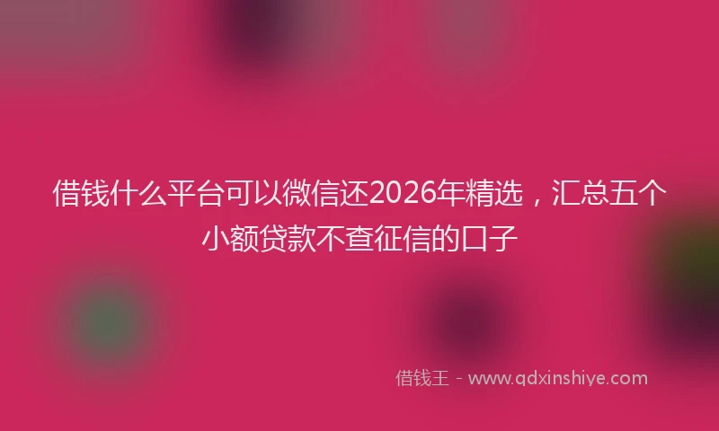 借钱什么平台可以微信还2026年精选，汇总五个小额贷款不查征信的口子