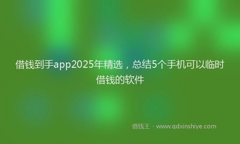 借钱到手app2025年精选，总结5个手机可以临时借钱的软件