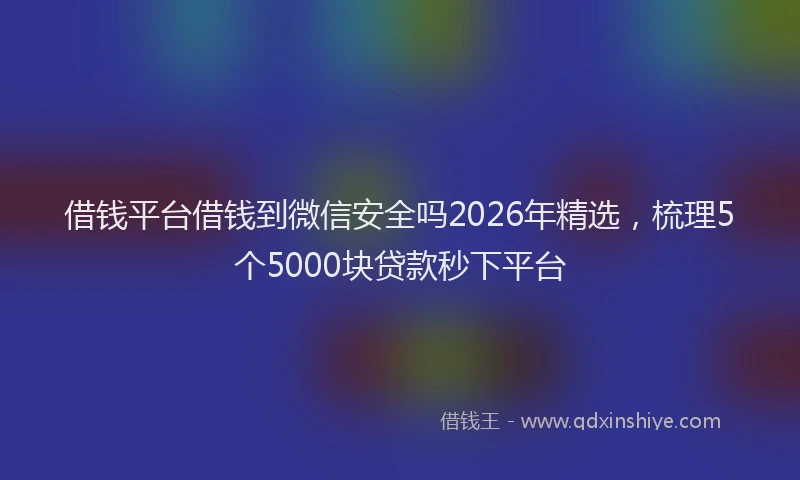 借钱平台借钱到微信安全吗2026年精选,梳理5个5000块贷款秒下平台