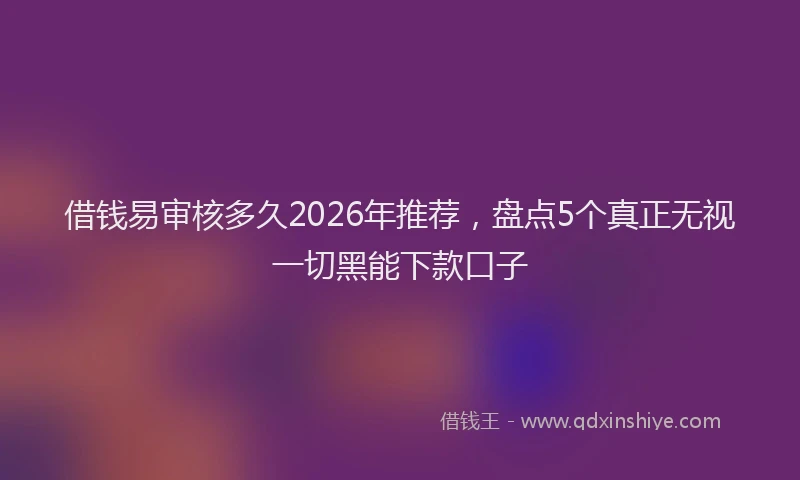借钱易审核多久2026年推荐，盘点5个真正无视一切黑能下款口子