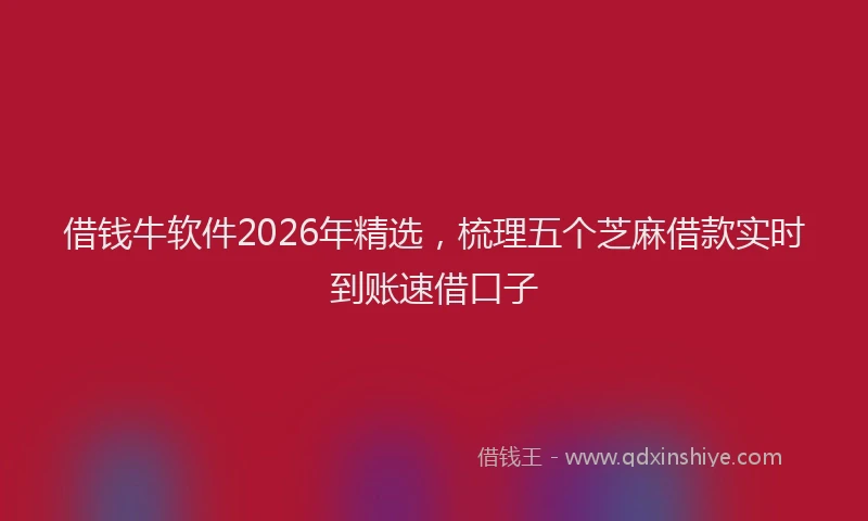 借钱牛软件2026年精选，梳理五个芝麻借款实时到账速借口子