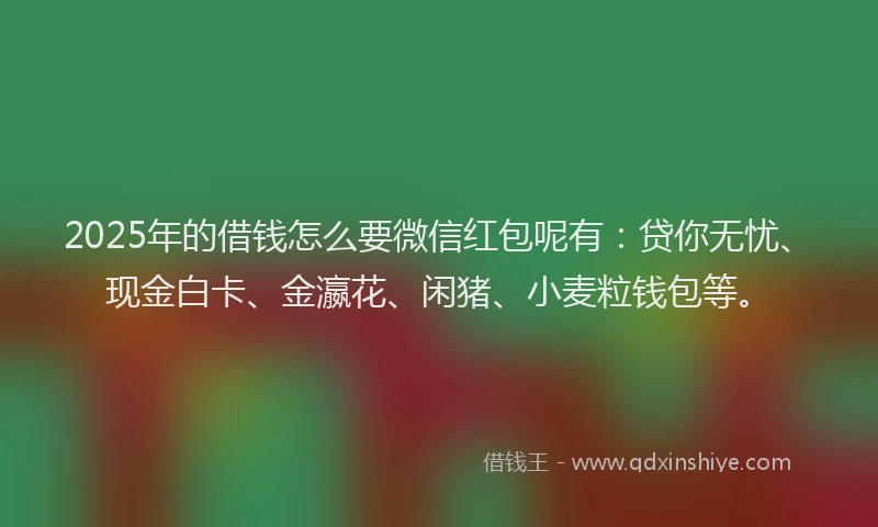 2025年的借钱怎么要微信红包呢有：贷你无忧、现金白卡、金瀛花、闲猪、小麦粒钱包等。