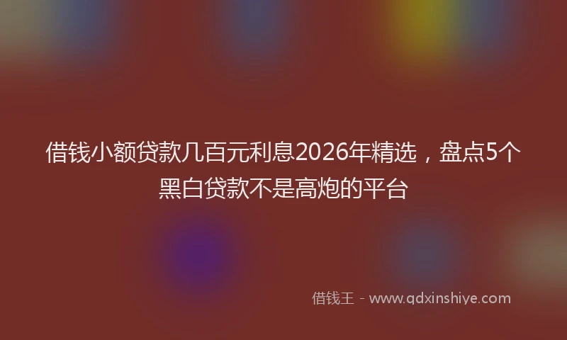 借钱小额贷款几百元利息2026年精选，盘点5个黑白贷款不是高炮的平台