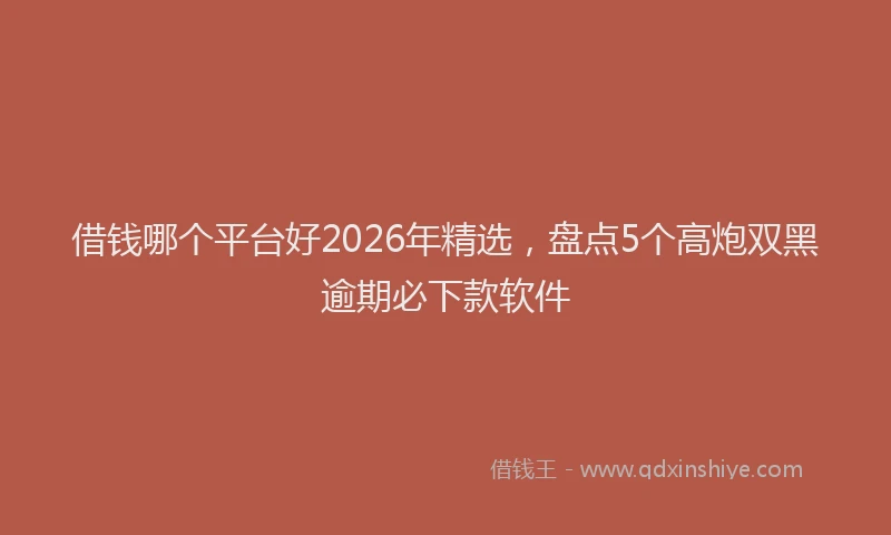借钱哪个平台好2026年精选,盘点5个高炮双黑逾期必下款软件