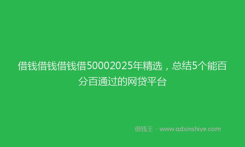 借钱借钱借钱借50002025年精选，总结5个能百分百通过的网贷平台