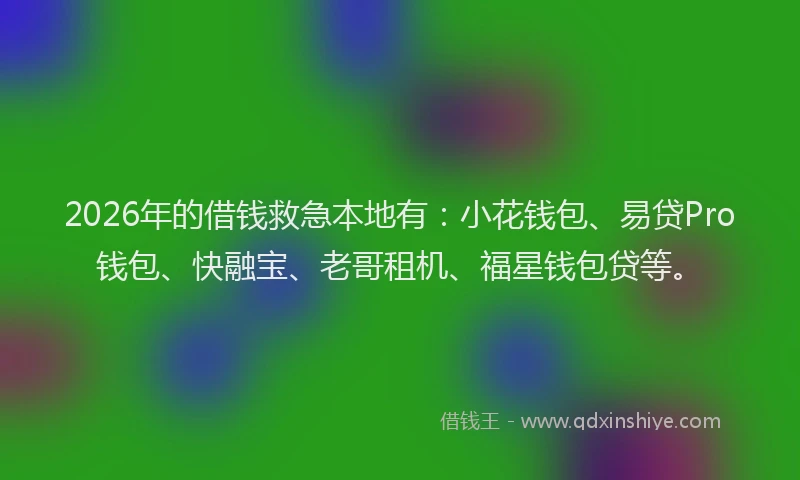 2026年的借钱救急本地有：小花钱包、易贷Pro钱包、快融宝、老哥租机、福星钱包贷等。
