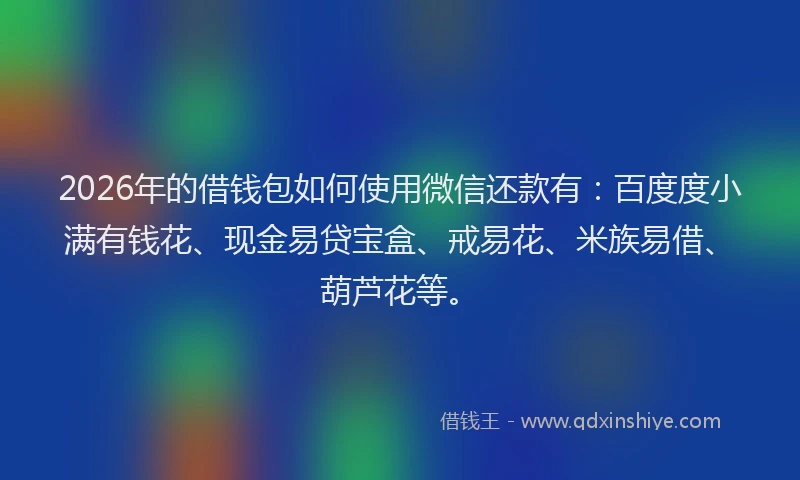2026年的借钱包如何使用微信还款有：百度度小满有钱花、现金易贷宝盒、戒易花、米族易借、葫芦花等。