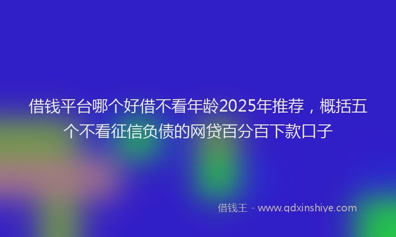 借钱平台哪个好借不看年龄2025年推荐，概括五个不看征信负债的网贷百分百下款口子