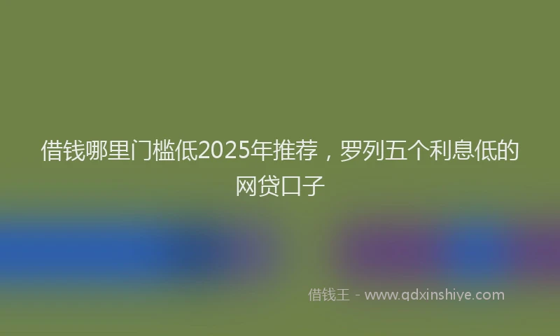 借钱哪里门槛低2025年推荐，罗列五个利息低的网贷口子