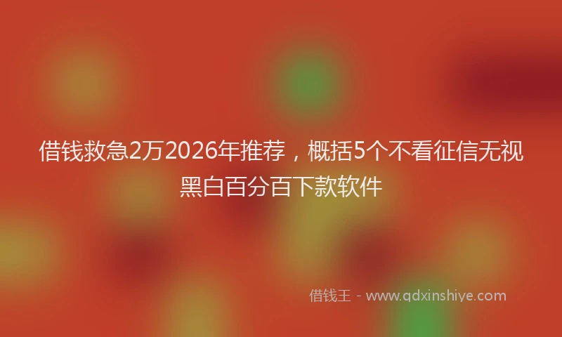 借钱救急2万2026年推荐，概括5个不看征信无视黑白百分百下款软件