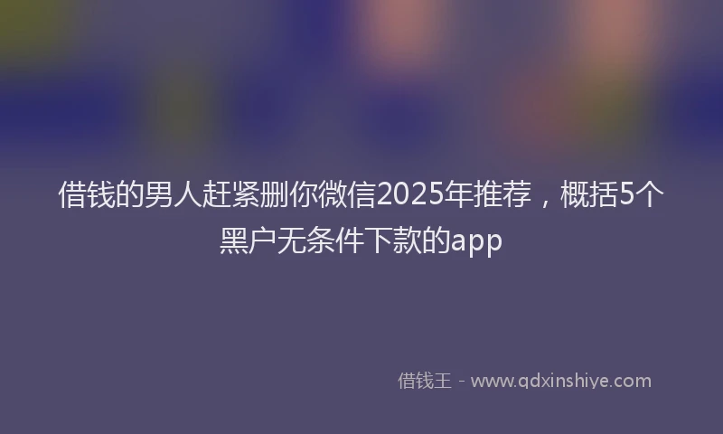 借钱的男人赶紧删你微信2025年推荐，概括5个黑户无条件下款的app