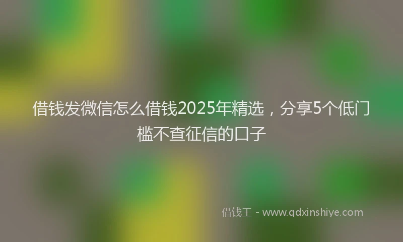 借钱发微信怎么借钱2025年精选，分享5个低门槛不查征信的口子