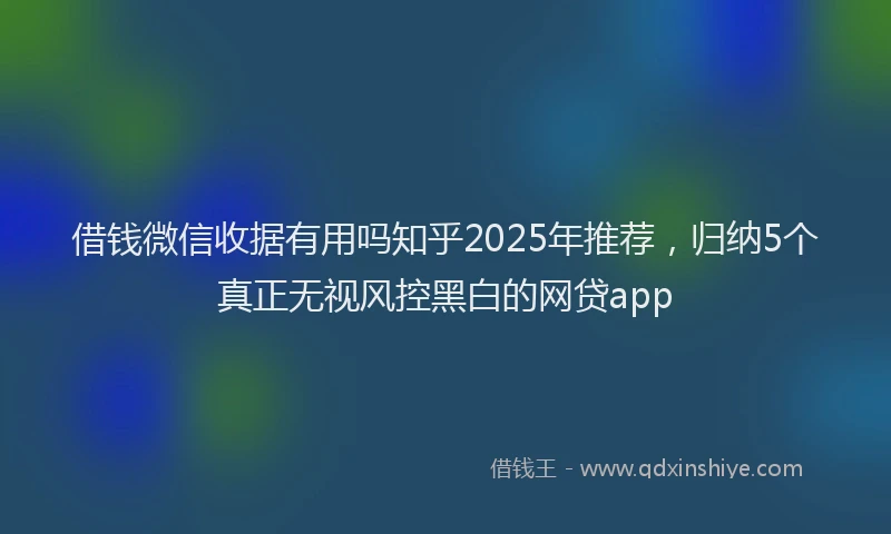 借钱微信收据有用吗知乎2025年推荐，归纳5个真正无视风控黑白的网贷app