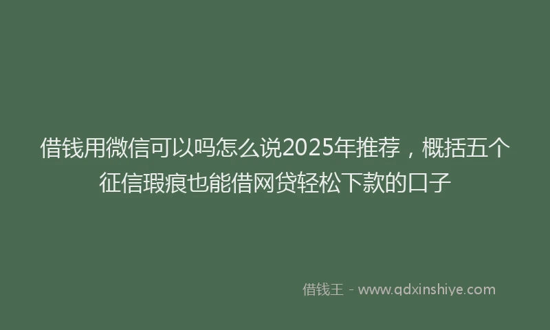 借钱用微信可以吗怎么说2025年推荐,概括五个征信瑕疵也能借网贷轻松下款的口子