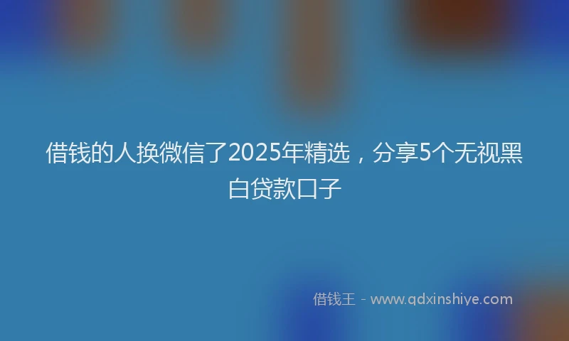 借钱的人换微信了2025年精选,分享5个无视黑白贷款口子