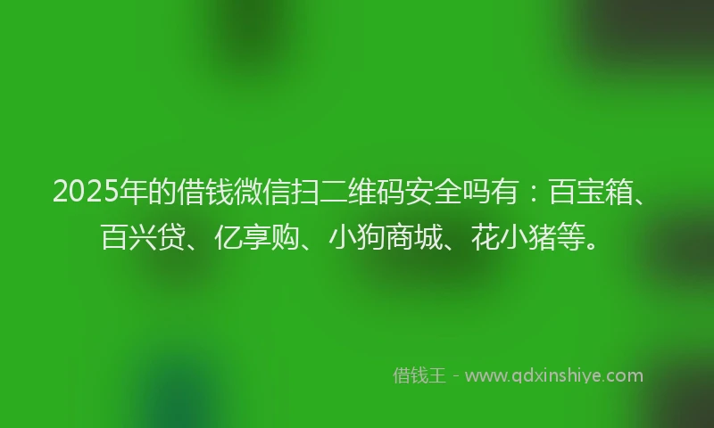 2025年的借钱微信扫二维码安全吗有：百宝箱、百兴贷、亿享购、小狗商城、花小猪等。