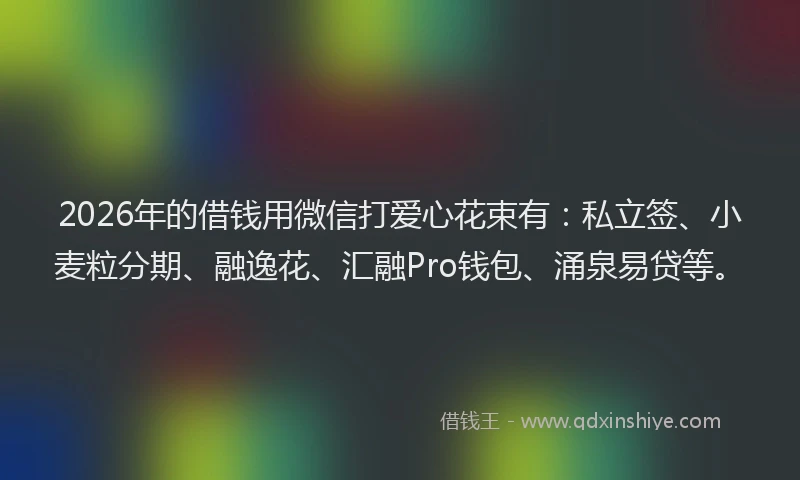 2026年的借钱用微信打爱心花束有：私立签、小麦粒分期、融逸花、汇融Pro钱包、涌泉易贷等。