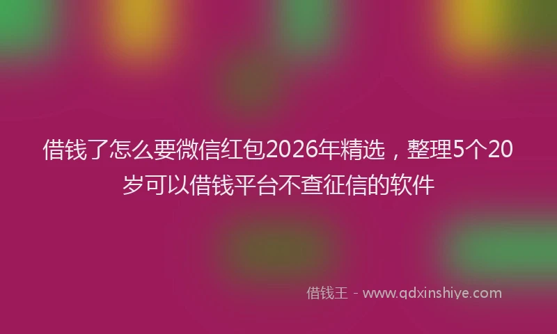 借钱了怎么要微信红包2026年精选，整理5个20岁可以借钱平台不查征信的软件