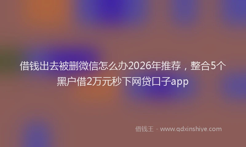 借钱出去被删微信怎么办2026年推荐，整合5个黑户借2万元秒下网贷口子app
