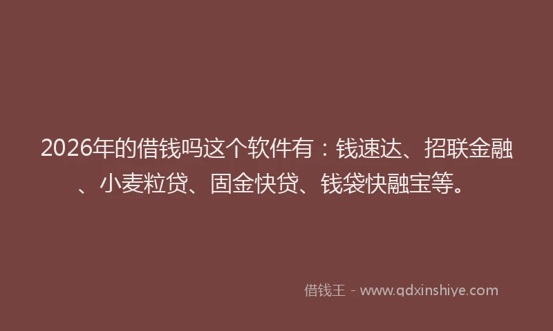 2026年的借钱吗这个软件有：钱速达、招联金融、小麦粒贷、固金快贷、钱袋快融宝等。