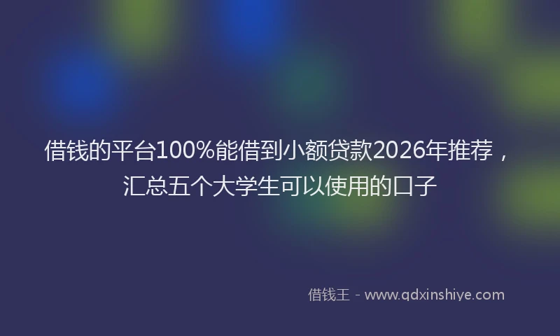 借钱的平台100%能借到小额贷款2026年推荐，汇总五个大学生可以使用的口子