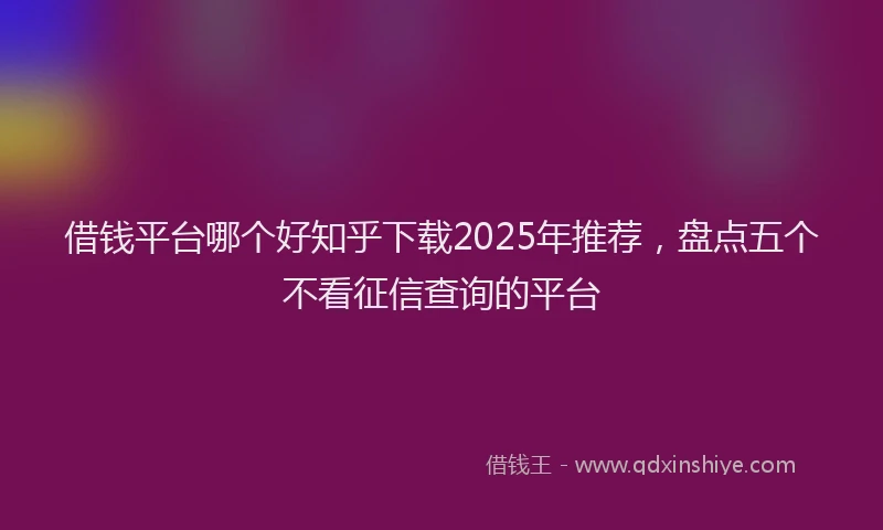 借钱平台哪个好知乎下载2025年推荐，盘点五个不看征信查询的平台
