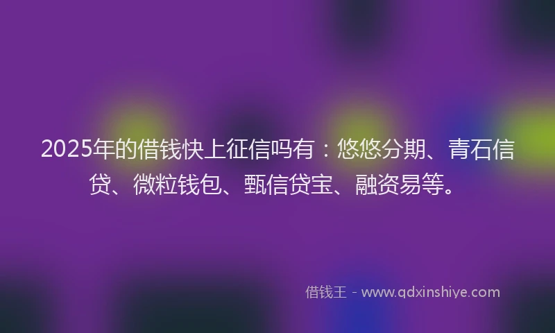 2025年的借钱快上征信吗有:悠悠分期、青石信贷、微粒钱包、甄信贷宝、融资易等。