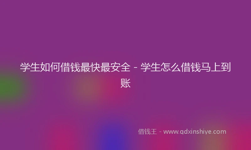 学生如何借钱最快最安全 - 学生怎么借钱马上到账