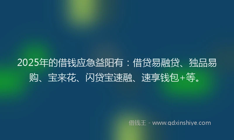 2025年的借钱应急益阳有：借贷易融贷、独品易购、宝来花、闪贷宝速融、速享钱包+等。