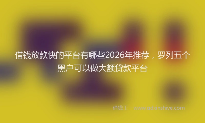 借钱放款快的平台有哪些2026年推荐，罗列五个黑户可以做大额贷款平台
