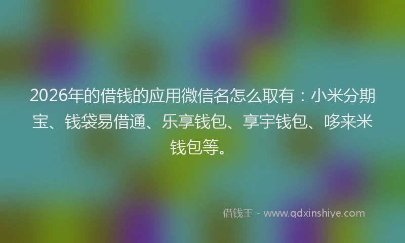 2026年的借钱的应用微信名怎么取有：小米分期宝、钱袋易借通、乐享钱包、享宇钱包、哆来米钱包等。