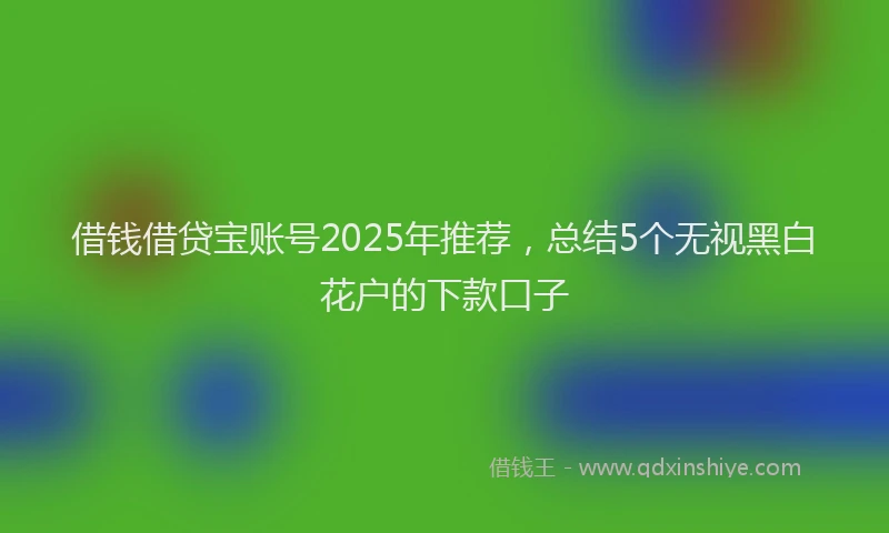 借钱借贷宝账号2025年推荐，总结5个无视黑白花户的下款口子
