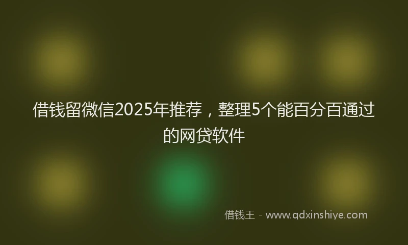 借钱留微信2025年推荐，整理5个能百分百通过的网贷软件