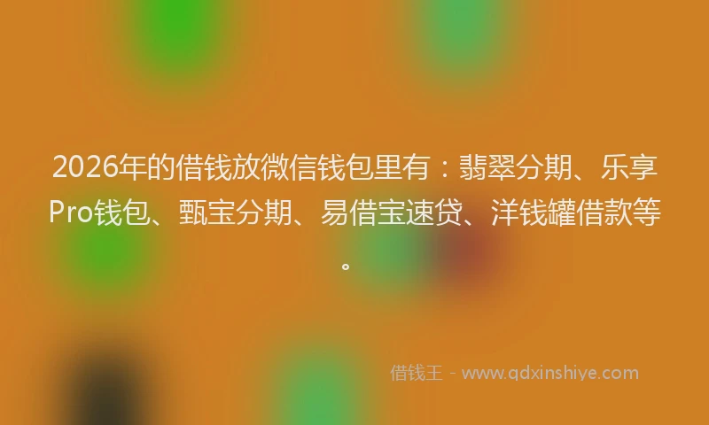 2026年的借钱放微信钱包里有：翡翠分期、乐享Pro钱包、甄宝分期、易借宝速贷、洋钱罐借款等。