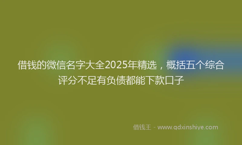 借钱的微信名字大全2025年精选，概括五个综合评分不足有负债都能下款口子