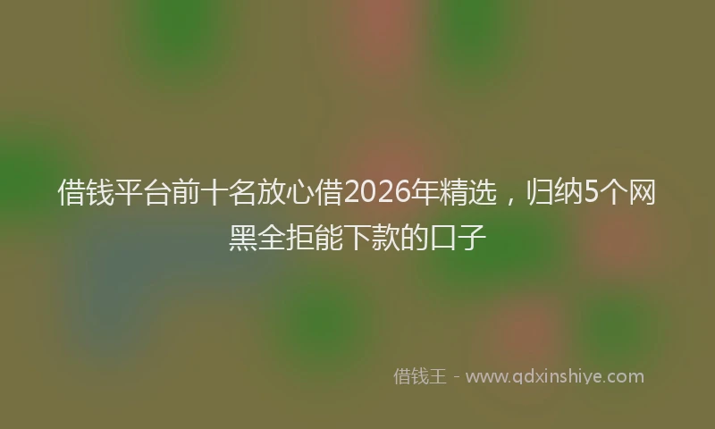 借钱平台前十名放心借2026年精选，归纳5个网黑全拒能下款的口子