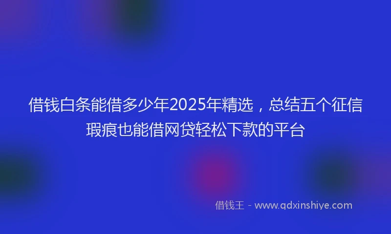 借钱白条能借多少年2025年精选，总结五个征信瑕疵也能借网贷轻松下款的平台