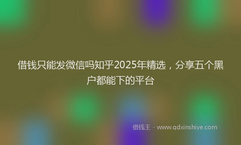 借钱只能发微信吗知乎2025年精选，分享五个黑户都能下的平台