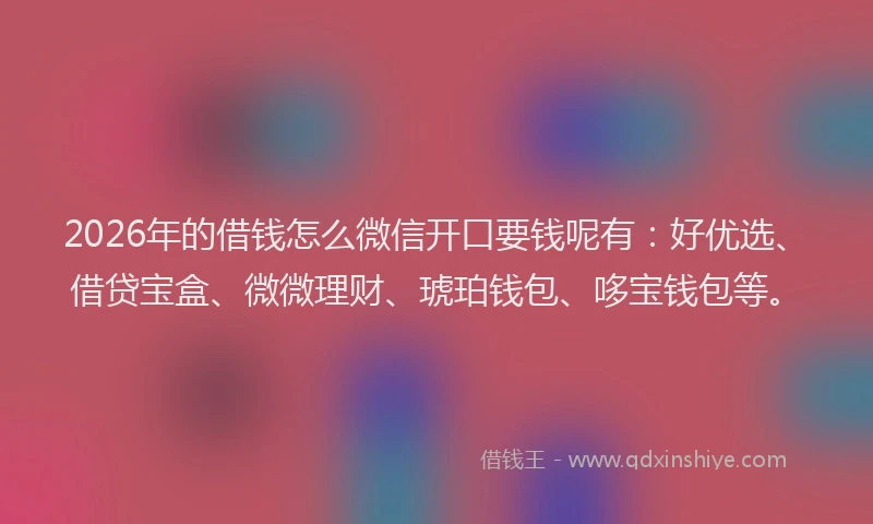 2026年的借钱怎么微信开口要钱呢有：好优选、借贷宝盒、微微理财、琥珀钱包、哆宝钱包等。