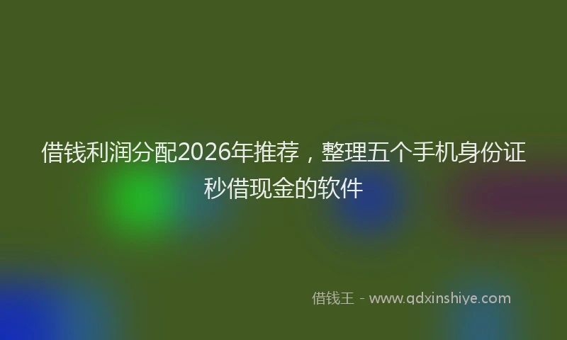 借钱利润分配2026年推荐，整理五个手机身份证秒借现金的软件