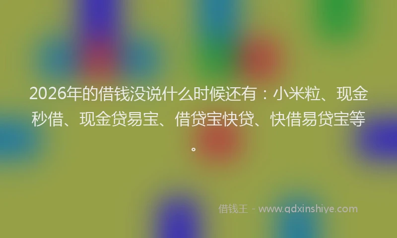 2026年的借钱没说什么时候还有：小米粒、现金秒借、现金贷易宝、借贷宝快贷、快借易贷宝等。