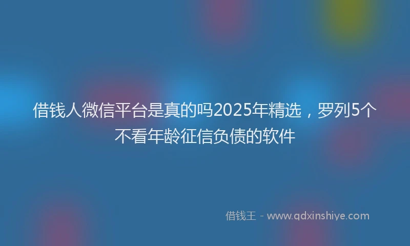 借钱人微信平台是真的吗2025年精选,罗列5个不看年龄征信负债的软件