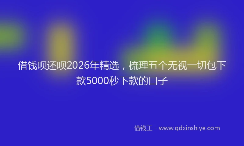 借钱呗还呗2026年精选，梳理五个无视一切包下款5000秒下款的口子