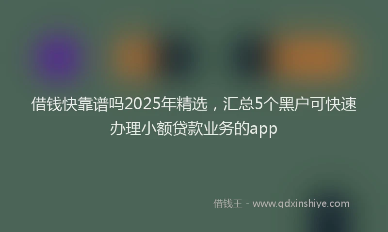 借钱快靠谱吗2025年精选，汇总5个黑户可快速办理小额贷款业务的app